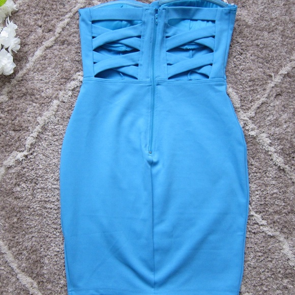 Fashion Nova Strapless Dress with Side Slit - Picture 2 of 7